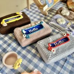 かぎ針編み お花のティッシュボックスカバー