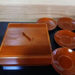 飛騨春慶塗 菓子器 四方盆 手付盆 透漆 茶道具 - メルカリ