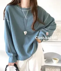 《JaVaジャバ 別注》シンプルなのに格上げ。2way配色ワッフルロンTe