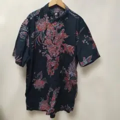 H&M メンズ 半袖 BDシャツ ボタニカル柄 Lのサムネイル