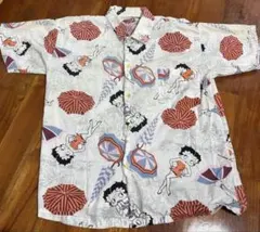 90s Betty Boop アロハシャツ 半袖 総柄 ベティ・ブープ 日本製のサムネイル