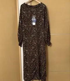 最終値下げ★新品　サニーレーベル　フラワープリントワンピース　ブラウン　F