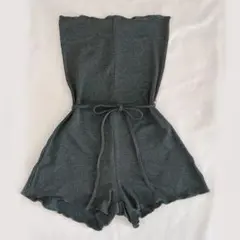 ニットハイウエストショートパンツ　ダークグレーM バレエ　ヨガピラティス　ダンスのサムネイル