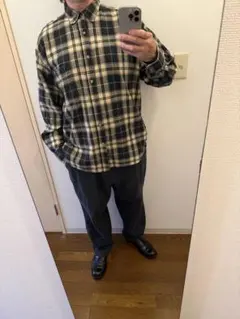 90s OLD GAP チェックシャツ XL グリーン系　ボックスシルエット