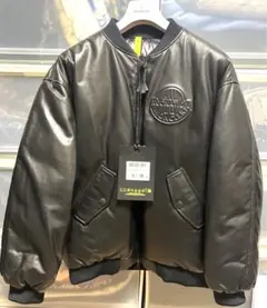 希少高級モンクレールライダースブルゾンレザートリミング中綿サイズ2 希少高級モンクレールライダースブルゾンレザートリミング中綿