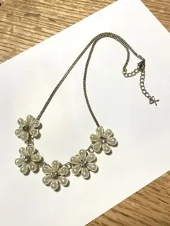 【美品】花モチーフ ネックレス パール調 WILLSELECTION