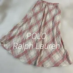 POLO RALPH LAUREN 麻100 スカートチェック サーモンピンクのサムネイル