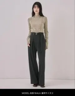 スラックス アイレットベルトストレートパンツ