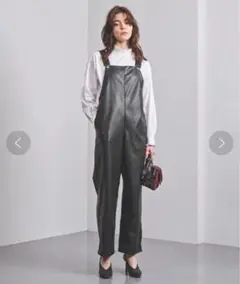ユナイテッドアローズ 合皮 サロペット ブラック サイズ 38