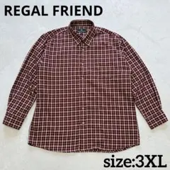 REGAL FRIEND ボルドー系チェック柄 3XL ボタンダウン ネルシャツ
