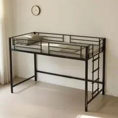 ブラック 高さ140cm】ロフトベッド パイプベッド 耐荷重150kg 収納