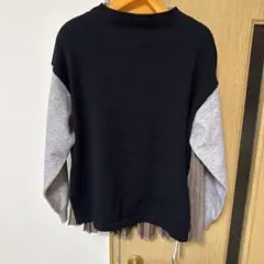 未使用タグ付き　バイカラーBプリーツニット　フリーサイズ