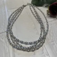 SALEお値下げシルバーパール ４連ネックレス