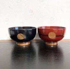 [新品]木製漆塗 水玉汁椀(根来•曙) 2個のサムネイル