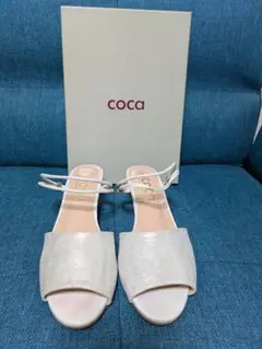 coca シルバー オープントゥウエッジサンダル 23cm