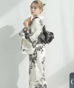 Dita モノトーン 花柄 浴衣 帯 下駄 小物7点セット - メルカリ