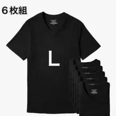 新品✨アマゾンエッセンシャルズ 6枚組 Tシャツ Vネック 半袖 黒 Ｌ