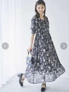 dazzlin コスモスカラーシフォンワンピース ブラック Sサイズ