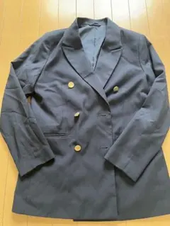 ネイビー ダブルブレストブレザー レディースM