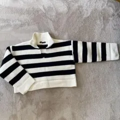美品　Heather 白黒　ボーダーセーター　ボーダーニット　ショート丈ニット