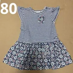 KidsRUs ボーダー 花柄 ワンピース 80cmのサムネイル