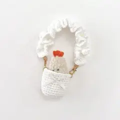 ミニチュアドール持ち運びフリルストラップ◎ホワイト◎おでかけケース