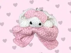【ハンドメイド】うさぎのキーホルダー リボン ピンク