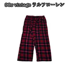 90s ラルフローレン ビンテージ 海外限定 パジャマ old 美品 ワイド 赤