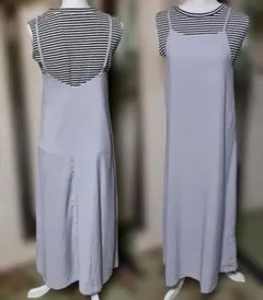 新品タグなし グレーノースリーブ ロングワンピース グレージャンスカ