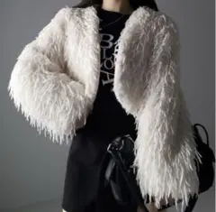 me+em select ファークロップドジャケット