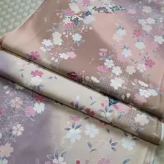 154　 着物解きハギレ　反物巾×330㎝ 　短冊花文　暈し染め　金彩