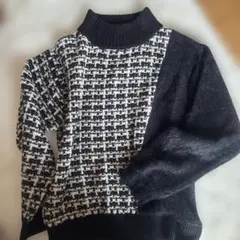 AZUL by MOUSSY ハイネックニット M ブラック・ホワイト