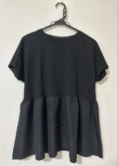 HK WORKS LONDON パール付きペプラムトップス Tシャツ黒　Lのサムネイル