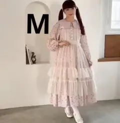 青木美沙子　しまむら　コラボ　M　チュールドットリボンワンピース　エプロン
