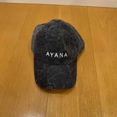 AYANA ロゴ刺繍 キャップ ブラック ウォッシュ加工