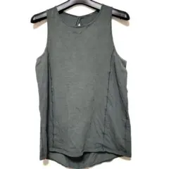 深緑 タンクトップ バックオープン【フリー】スポーツ ヨガ レディース