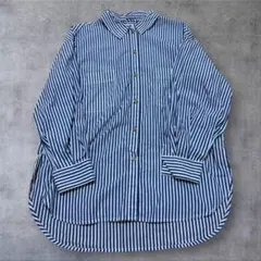【 美品 】 Ungrid シャツ ブラウス ブルー ストライプ 0003