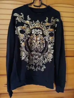 【美品】ZARA スウェット 金刺繍 スパンコール ライオン アニマル