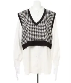 INGNI 柄ベスト×バンドカラーシャツSET／千鳥格子柄あり