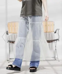 LAKOLE フレアロングスカート チュールスカート ティアード 裏地付き