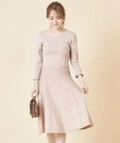 トッコクローゼット バイカラーライン入りシャリ感ニットワンピース