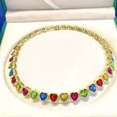 ヴィンテージ デザイン　アクセサリー　ネックレス　ゴールド　マルチカラー