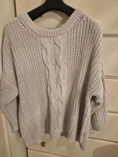 H&M ケーブルニットセーター Sサイズ ライトグレー 8分袖