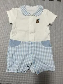クマ刺繍付き　ロンパース 　ブランシェス　半袖　退院着　お宮参り