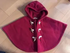 赤いフリースフード付きポンチョ