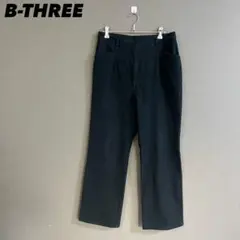 【a2785】B-THEREE 未使用級 ストレッチパンツ レーヨン混 紺 M