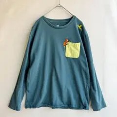 グラニフ　おさるのジョージ　レディース　ロングTシャツ　M グリーン　コラボ