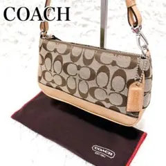 COACH アクセサリーポーチ シグネチャー ハンドバッグ レザー キャンバスのサムネイル