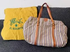 新品同様 IL BISONTE ストライプトートバッグ イルビゾンテ