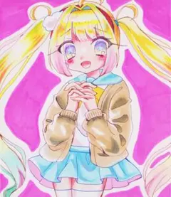 【訳あり】オリジナルイラスト アナログイラスト コピック 女の子 萌え絵